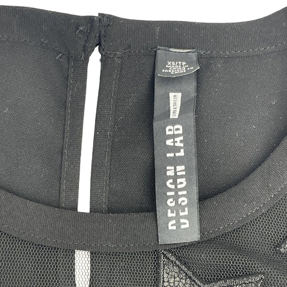 Design Lab Women's Black Star Mesh Short Sleeve Cropped Top Size XS NWOT - Picture 10 of 10